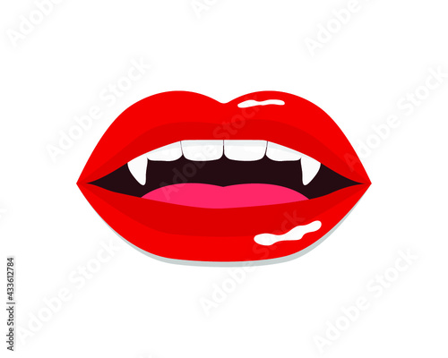 vampire mouth open red sexy lips isolated on a white background