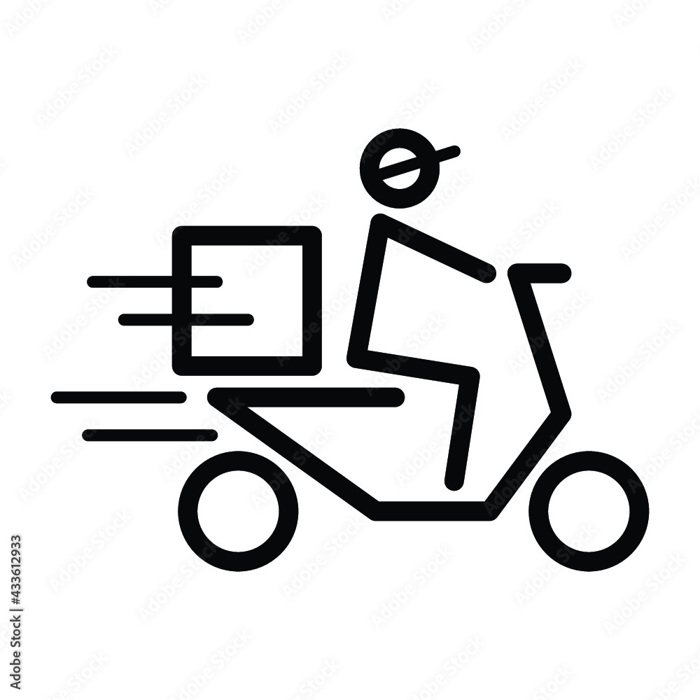 Shipping fast delivery man riding motorcycle icon symbol, Pictogram flat design for apps and websites, Isolated on white background, Vector illustration Shipping fast delivery man riding motorcycle icon symbol, Pictogram flat design for apps and websites, Isolated on white background, Vector illustration