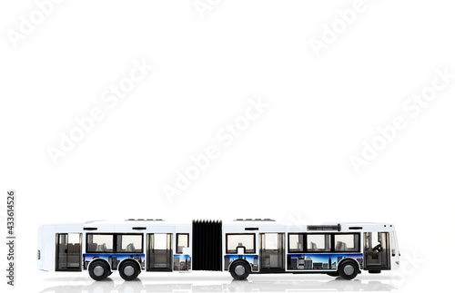 Articulated city bus. Stretch bus. Accordion bus on a white background. Toy bus. Isolate. photo