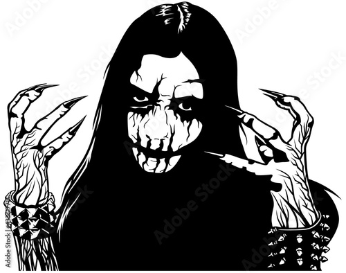 Corpse Paint Makeup - Black and White Sketch as Design Element for Black Metal or Death Metal or Metal Music Design, Vector Illustration
