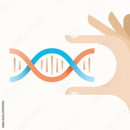 DNA (Deoxyribonucleic acid) molecule in scientist hand. Concepts: genetic code, genes, genomes, gmo, cloning, nutrition, amino acids, nutrients, bodybuilding, nanotechnology, innovation, medicine test