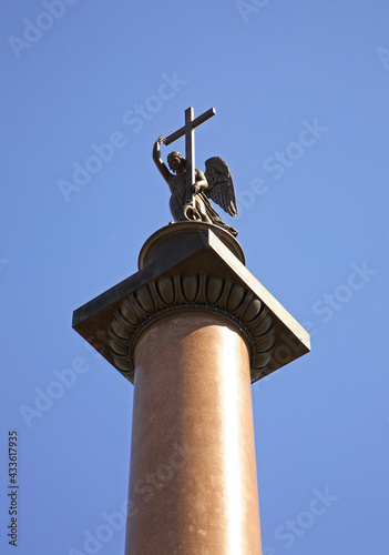 Alexander (Alexandrian) Column at Palace Square in Saint Petersburg. Russia
