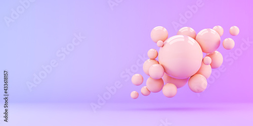 Fototapeta Naklejka Na Ścianę i Meble -  Abstract composition with chaotic floating spheres. 3d render illustration.