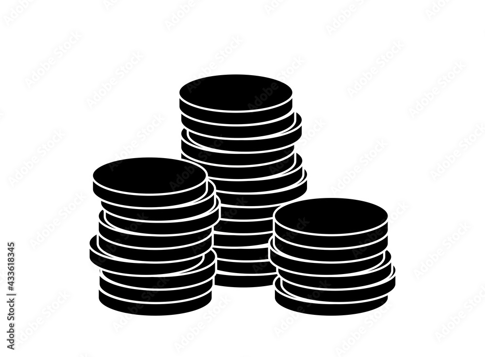 Stack of Coins Icon or Cryptocurrency Token Icon Set. Vector Image. Stack of Coins Icon or Cryptocurrency Token Icon Set. Vector Image.