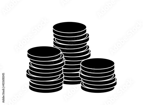 Stack of Coins Icon or Cryptocurrency Token Icon Set. Vector Image.