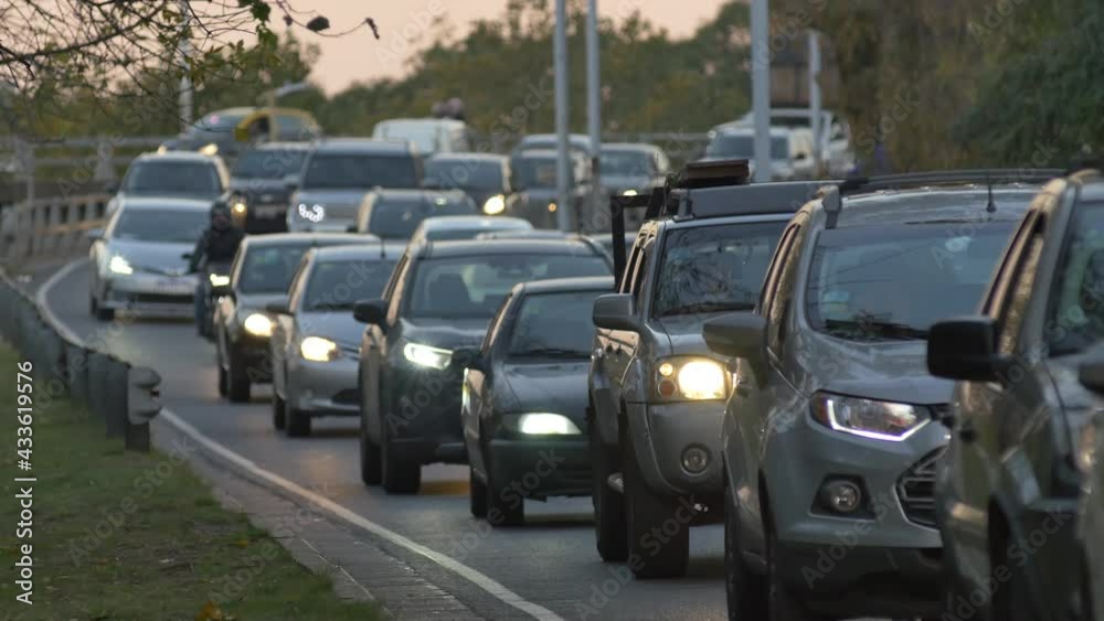 Traffic Jam in the city. Dusk. Highway Traffic Jam in the city. Dusk. Highway