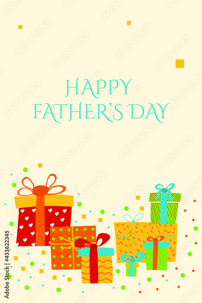 Happy father’s day Greeting card with gift boxes. Vector Illustration