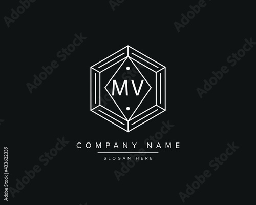 Alphabet letter MV logo design vector