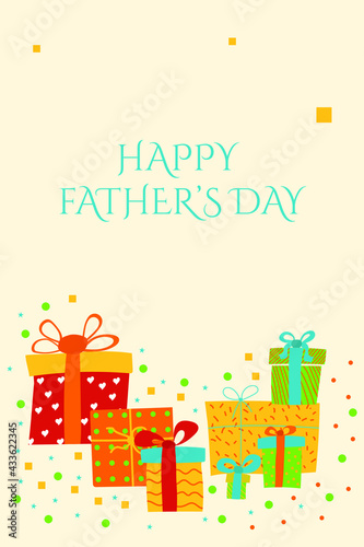 Happy father   s day Greeting card with gift boxes. Vector Illustration