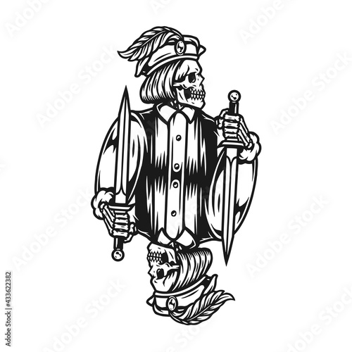 Skeleton jack with dagger for playing card