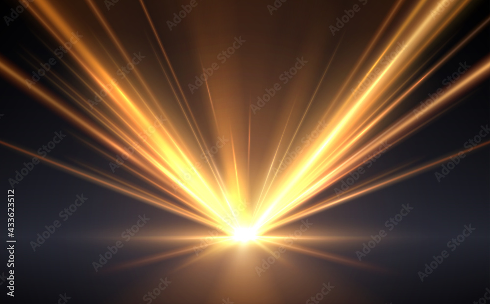 Gold light rays effect background