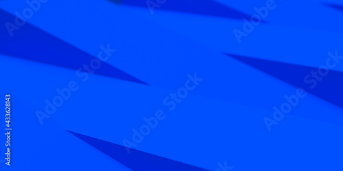 Trendy concept in blue: 3D rendered abstract shapes in different blue shades as background with copy space. Geometric patterns. Product presentation. Modern blank digital scene as template.