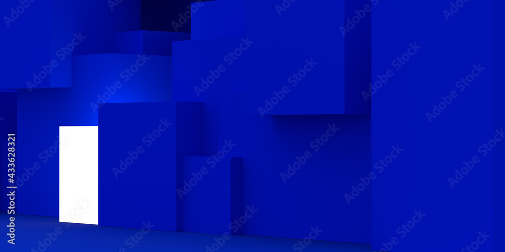 Trendy concept in blue: 3D rendered abstract shapes in different blue shades as background with copy space. Geometric patterns. Product presentation. Modern blank digital scene as template. Trendy concept in blue: 3D rendered abstract shapes in different blue shades as background with copy space. Geometric patterns. Product presentation. Modern blank digital scene as template.
