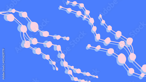 Thumbnail background with hand-drawn leaves in blue and white colors