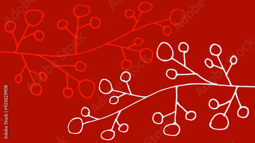 Thumbnail background with hand-drawn sea corals in grey and red colors