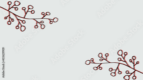 Thumbnail background with hand-drawn sea corals in grey and red colors