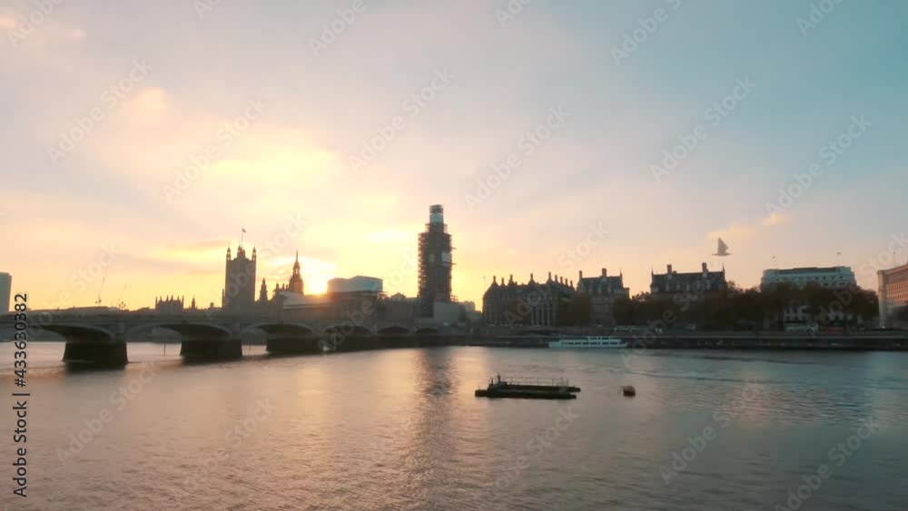 Westminster bridge over River Thames against City of Westminster, London. Timelapse Westminster bridge over River Thames against City of Westminster, London. Timelapse