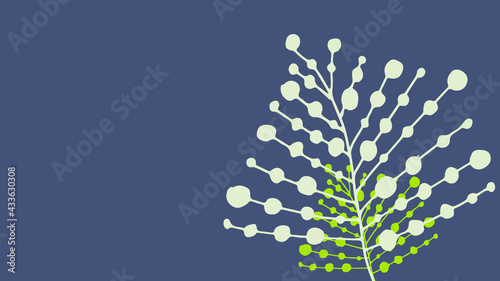 Thumbnail background with hand-drawn tropical leaves in grey, green and white colors