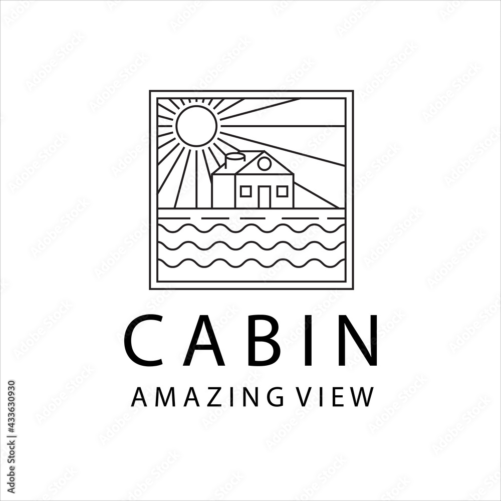 Cabin line art logo vector illustration minimalist design