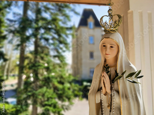 Φωτογραφία Virgin Mary statue praying with her hands joined ,with a crown