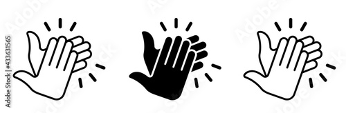 Applause flat icon set. Human clapping hands with clap sound. Vector elements photo