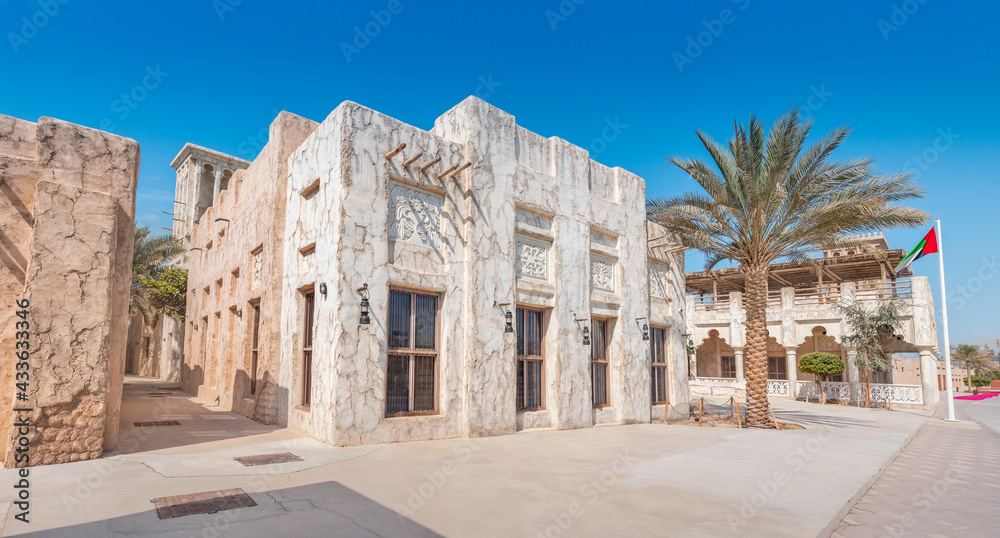 23 February 2021, Dubai, UAE: The majestic House of Sheikh Said Al Maktoum in traditional Arabic architecture which now houses the museum