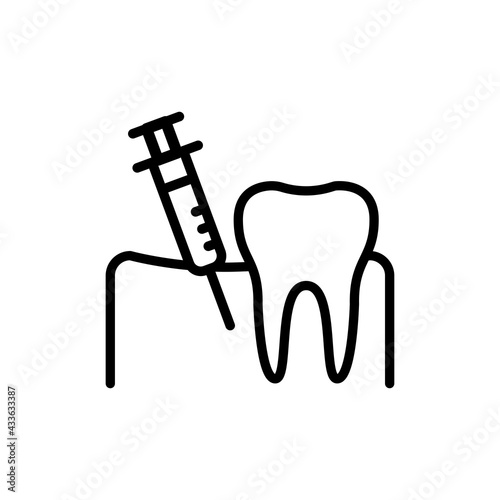Teeth analgesia line icon. Isolated vector element.
