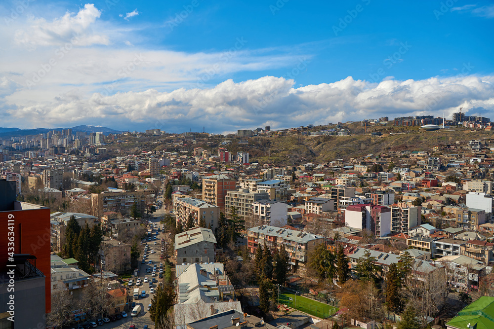 City landscape, architecture of Tbilisi. The capital of Georgia. Big city in the highlands