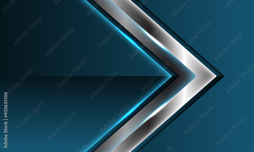 Abstract Silver arrow direction overlap on blue metallic glossy blank space design modern luxury futuristic background vector illustration. Abstract Silver arrow direction overlap on blue metallic glossy blank space design modern luxury futuristic background vector illustration.