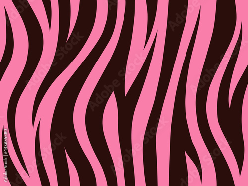 Tiger texture abstract background pink and black. Vector stripe repeated seamless print