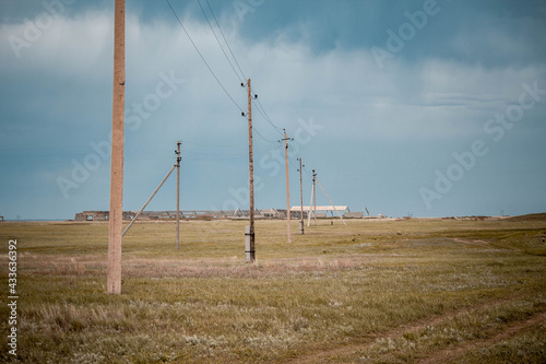 the substation line goes to power lines in the fields, current energy 