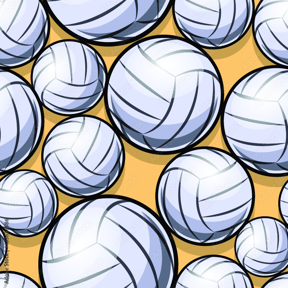 Volleyball ball graphic seamless pattern. Vector illustration. Ideal