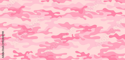 Pink texture military camouflage repeats seamless army hunting background. Girly Camo print