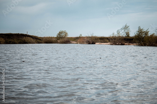 Beautiful lake in cloudy weather 