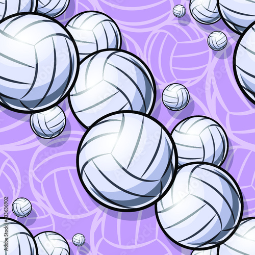 Seamless pattern with volleyball ball symbol. Vector illustration. Ideal for wallpaper, packaging, fabric, textile, wrapping paper design and any kind of decoration