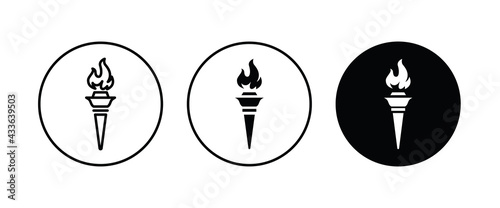 Torch Victory Flame Fire icons button, vector, sign, symbol, logo, illustration, editable stroke, flat design style isolated on white linear pictogram