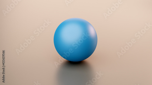 Blue 3d sphere icon on brown background