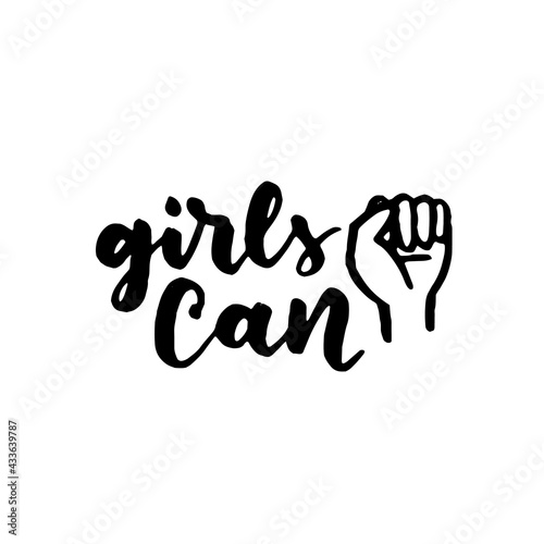 Women's rights quote, phrase. Vector lettering about feminism, woman rights, motivational slogan. Women support and empower, care of yourself, self-care poster.
