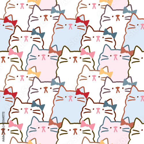 Seamless Pattern of Cartoon Cat Illustration Design