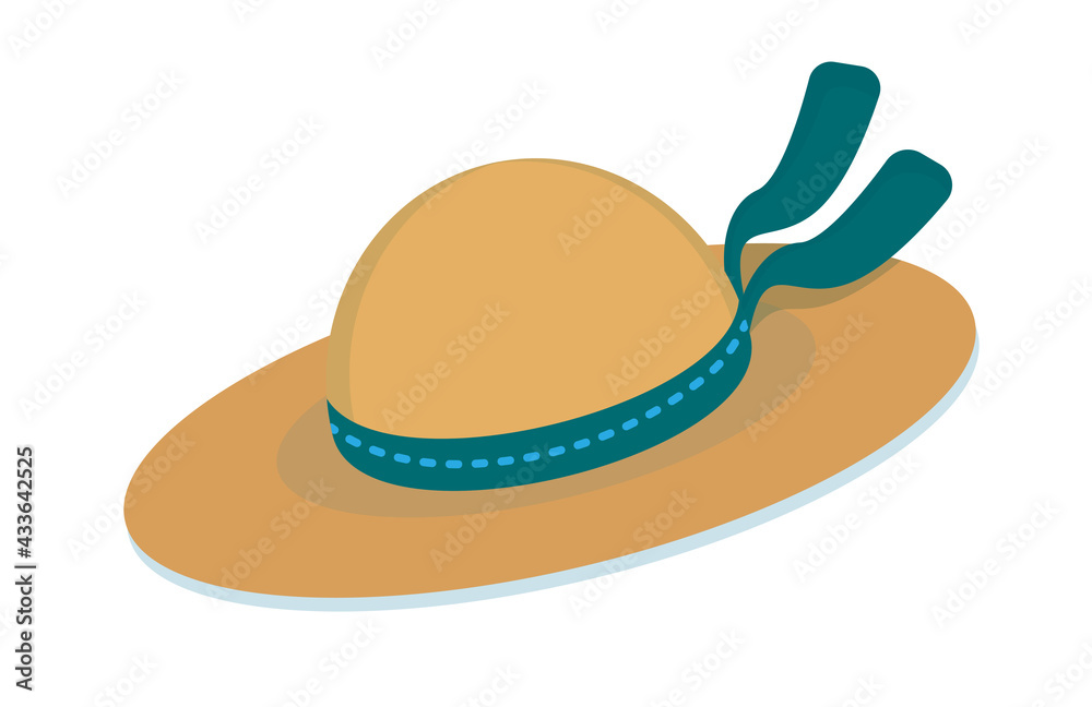 Summer beach straw hat panama icon. Vector illustration isolated on white background. Design element in flat style Summer beach straw hat panama icon. Vector illustration isolated on white background. Design element in flat style