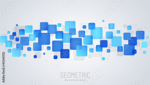 Abstract modern technology futuristic squares geometric soft blue pattern overlay on white background with space for your text.