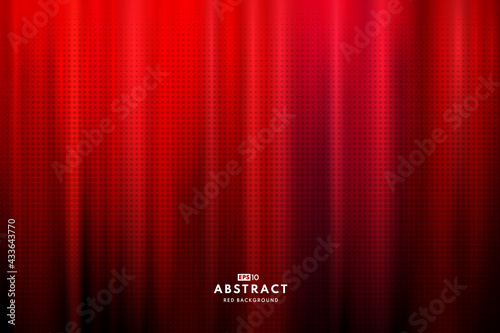 Abstract red color light on dark technology background with halftone effect for computer graphic website internet and business. Move motion blur. Red curtain concept. Vector illustration