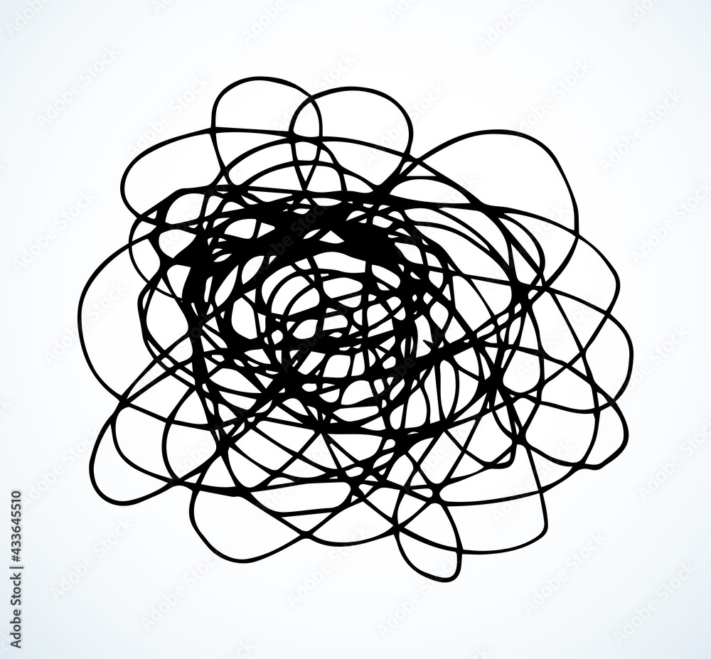 Unravel the tangled tangle. Vector drawing Unravel the tangled tangle. Vector drawing