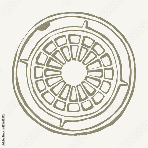 Round manhole cover. Vector drawing