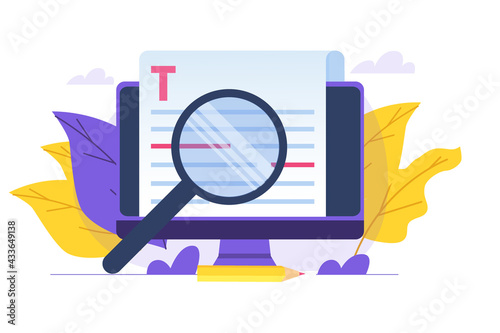 Editable online document. Creative writing and storytelling, copywriting . Online education, distant learning concept. Vector illustration.