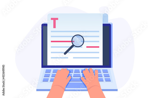 Editable online document. Creative writing and storytelling, copywriting . Online education, distant learning concept. Vector illustration.