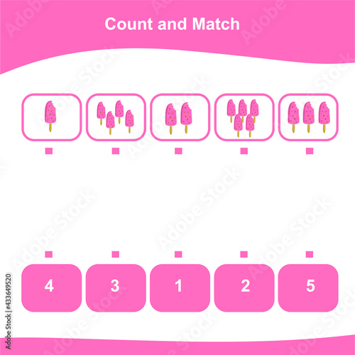 Counting the ice cream game for Preschool Children. This worksheet is suitable for educating the early age children on how to count well.