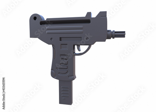 Wallpaper Mural 3d rendering of the model submachine gun right-side view on white background Torontodigital.ca