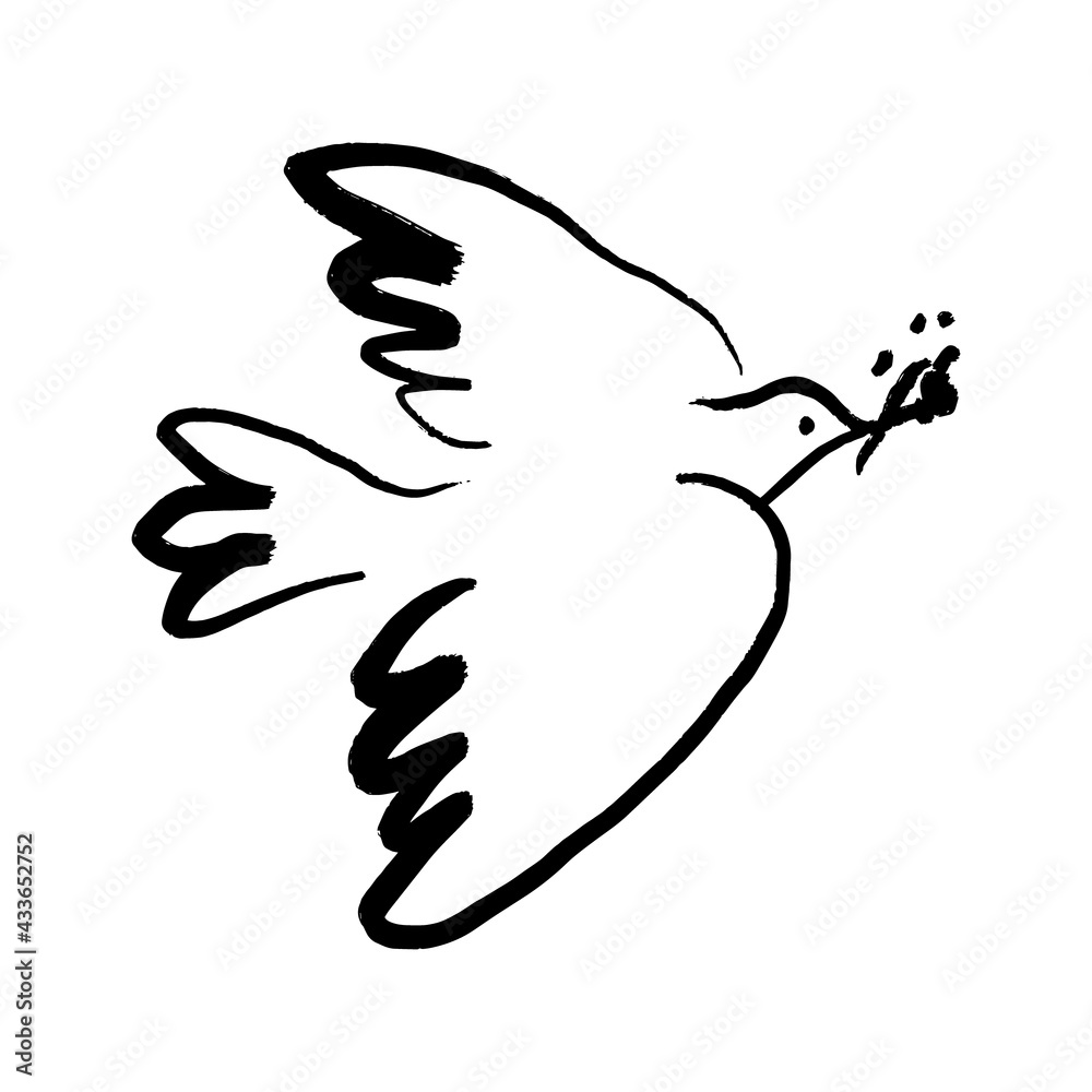 Black minimalist modern linear pigeon bird sketch. One line drawing. - obrazy, fototapety, plakaty 
