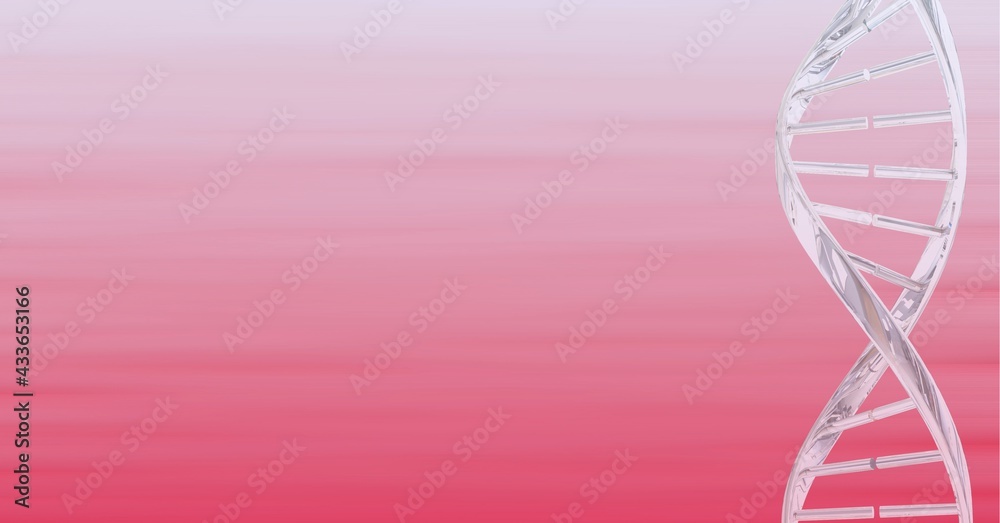 Composition of white 3d dna strand with copy space on pink background Composition of white 3d dna strand with copy space on pink background
